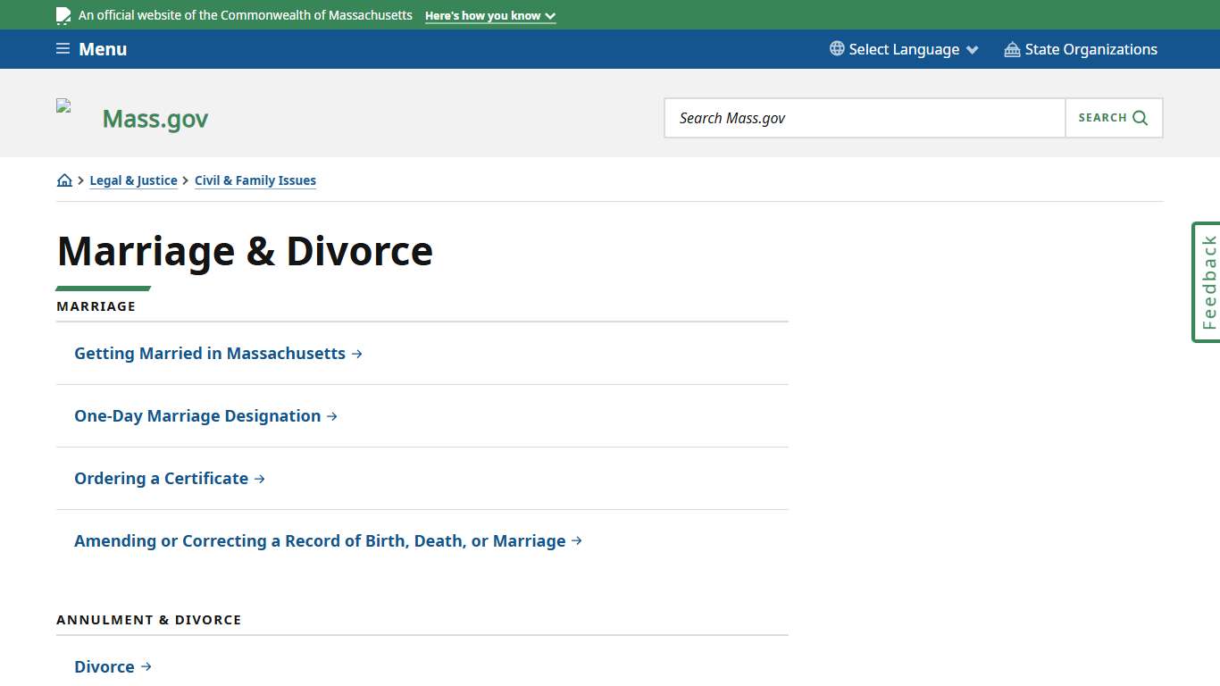 Marriage & Divorce Mass.gov
