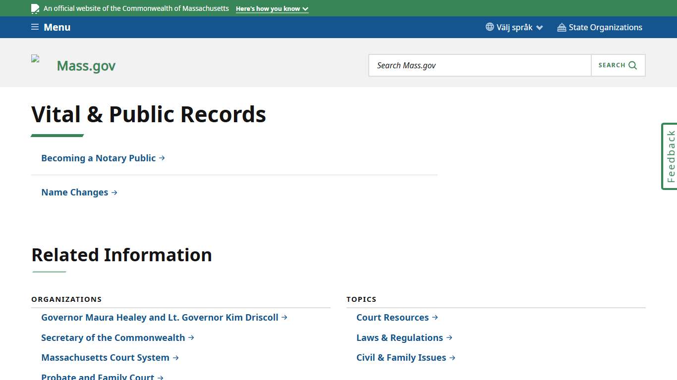 Vital & Public Records Mass.gov